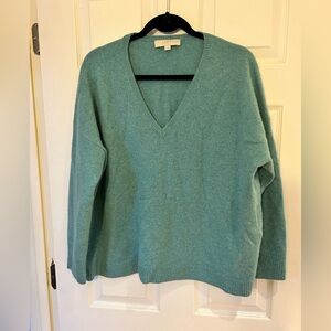 LOFT Cashmere V-Neck Women’s Sweater soft blue/green Size L